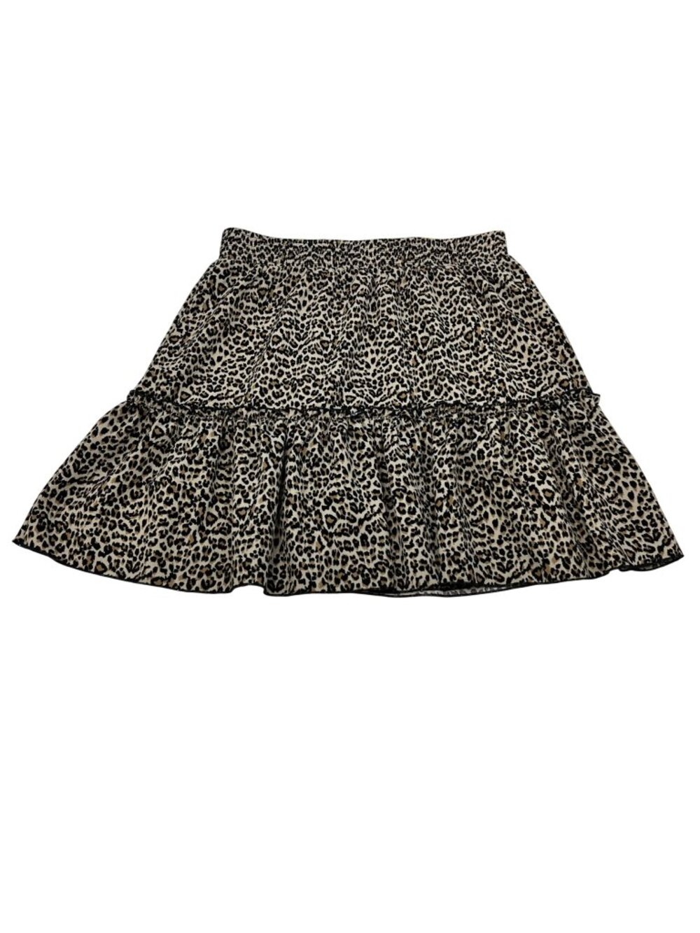 Endless Blu. Womens Cheetah Print Skirt Mini Pull On Black/Tan Size Medium